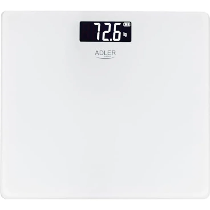 ADLER EUROPE AD 8194W Personenwaage, digitale Glaswaage mit USB-C Akku, max. 180 kg, schwarzes Design – Bild 1