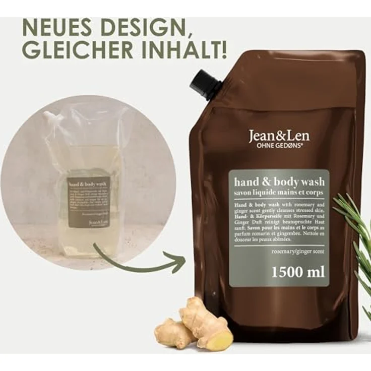 Jean & Len Philosophie Rosemary / Ginger Duft Refill Duschgel 1500 ml – Bild 2