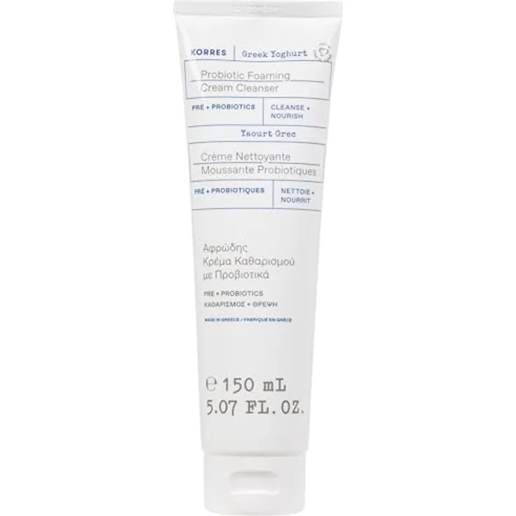 KORRES Griechischer Joghurt-Schaumcreme-Reiniger, 150 ml - Sanfte Gesichtsreinigung mit Pre- und Probiotika, geeignet für empfindliche Haut