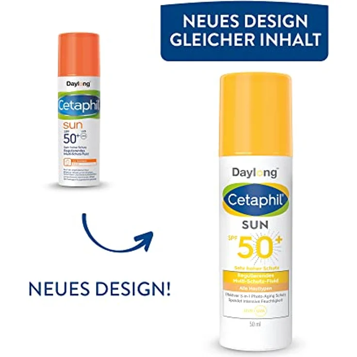 CETAPHIL SUN Regulierendes Multi-Schutz-Fluid SPF 50+, 50ml, Anti-Aging-Sonnenschutz für das Gesicht, Spendet bis zu 8 Stunden Feuchtigkeit, Zieht schnell ein und ist ultra leicht, Nicht komedogen – Bild 2