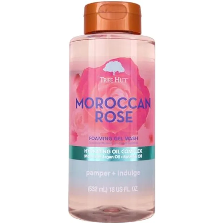 Tree Hut Moroccan Rose Foaming Gel Wash, schaumiges Duschgel mit Sheabutter und Arganöl, 532 ml