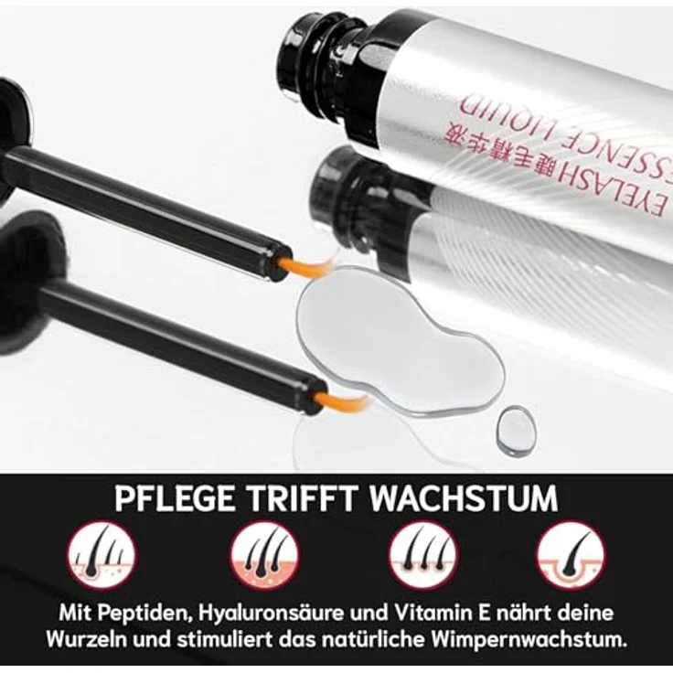 P-Beauty 2x Wimpernserum & Augenbrauenserum, 3,5ml - Vegan, mit Peptiden, Hyaluronsäure und Vitamin E - Für längere, vollere Wimpern und gepflegte Brauen – Bild 5