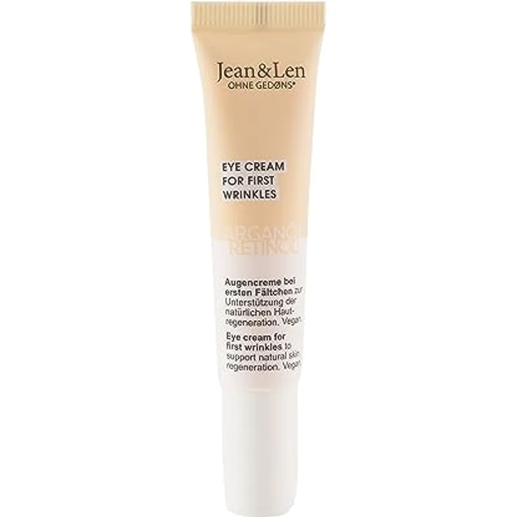 Jean & Len Regenerierende Augencreme Arganöl & Retinol, bei ersten Fältchen, schützt vor ersten Zeichen der Hautalterung, kräftigt die empfindliche Augenpartie, ohne Parabene & Silikone, vegan, 15 ml