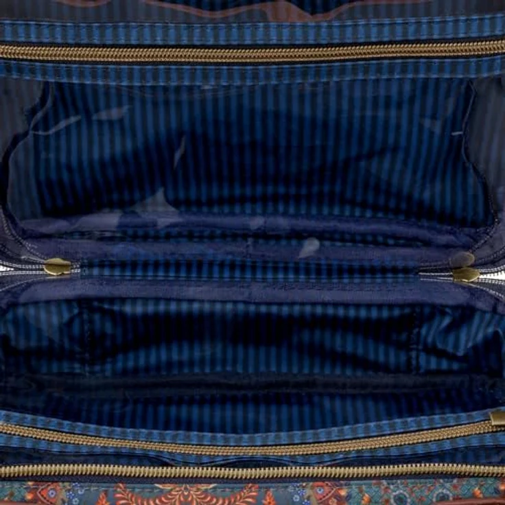 PIP Studio Casey Beautycase Jabali, Kosmetiktasche aus Polyestersamt mit üppigem Blumenmuster, blau, 27 x 10 x 19 cm – Bild 3