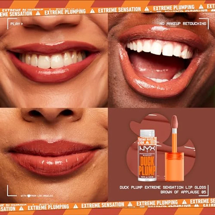 NYX Professional Makeup Duck Plump Lipgloss, vergrößernder Effekt in Farbton 05 Brown Applause, 7 ml – Bild 3