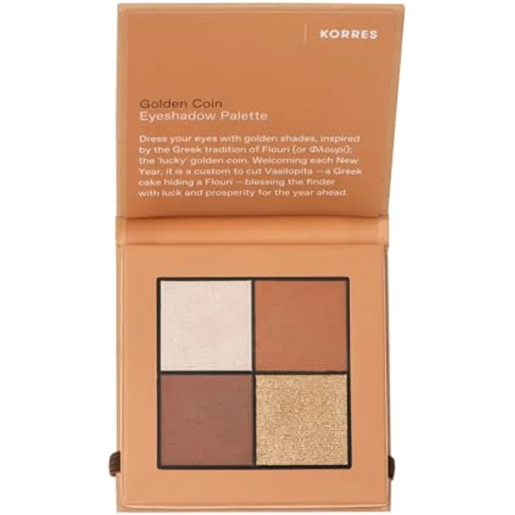 KORRES Eyeshadow Palette Golden Coin, Lidschattenpalette in goldenen Shades, 4 intensive Farbtöne, silikon- und parabenfrei, 5g – Bild 1