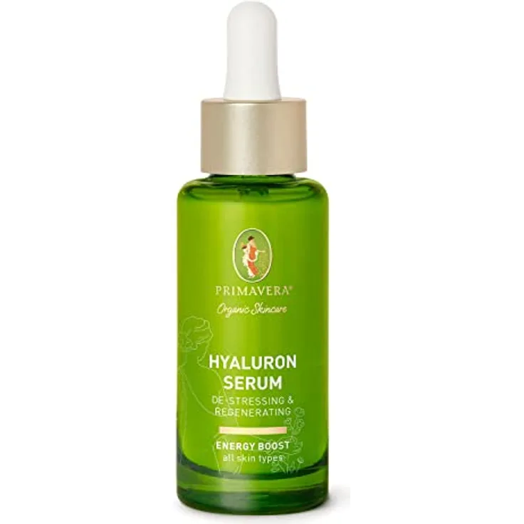 Primavera Hyaluron Serum De-Stressing & Regenerating, 30 ml Gesichtsserum mit Bio-Limette und Damaszener Rose für alle Hauttypen