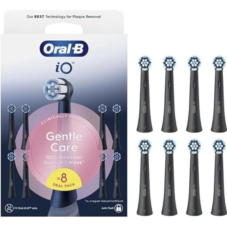Oral-B iO RB SBF 8 FBNLSENOR Zahnbürstenkopf, 8er Pack für gründliche Plaque-Entfernung und gesunde Zahnfleischpflege – Bild 3