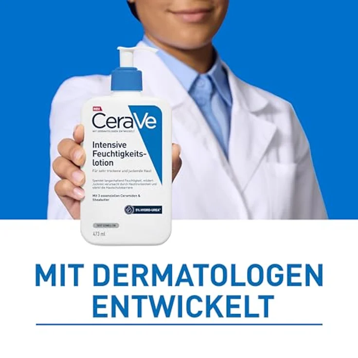 CeraVe Intensive Feuchtigkeitslotion 473ml, Feuchtigkeitsspendende Körperlotion für sehr trockene und juckende Haut, Hydro-Urea, Anti-Juckreiz-Effekt – Bild 4