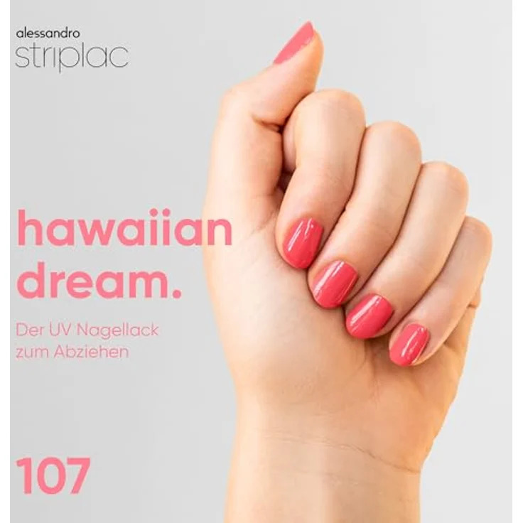 alessandro Striplac UV-Nagellack Hawaiian Dream, kratzfest & deckend, bis zu 15 Tage Halt, leicht aufzutragen, schonende Abziehtechnologie, vegan, Pink, 6,5ml – Bild 2