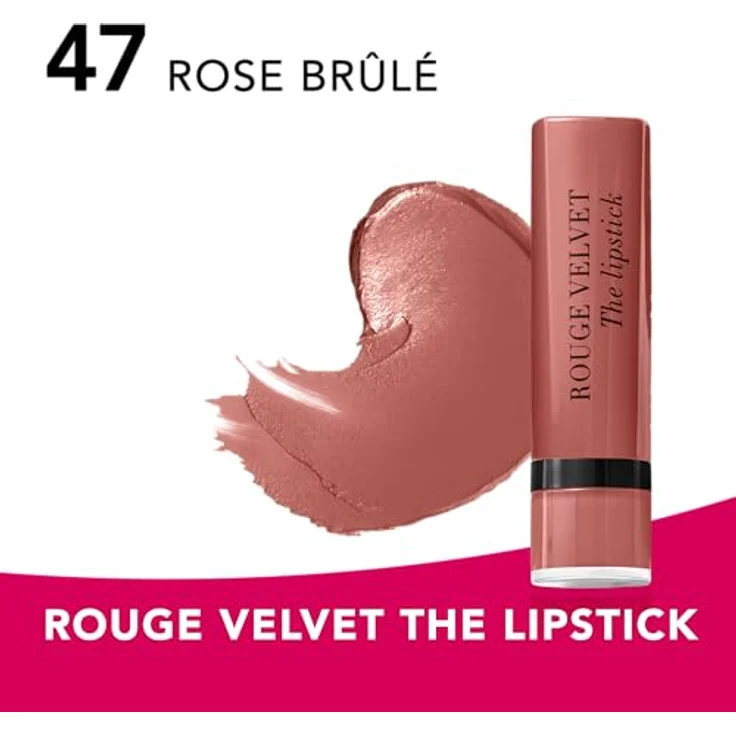 Bourjois Rouge Velvet The Lipstick Lippenstift 47 Rose Brûlé 2.4g, Bis zu 24 Stunden lebendige Farbe, samtiger Effekt – Bild 3