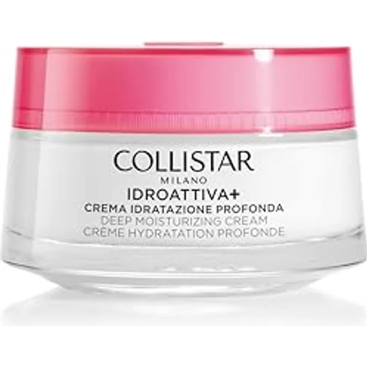 Collistar Idroattiva+ Crema Idratazione Profonda, Gesichtscreme, 100H Feuchtigkeit, Umschmeichelnde Textur, 50 ml, für normale bis trockene Haut