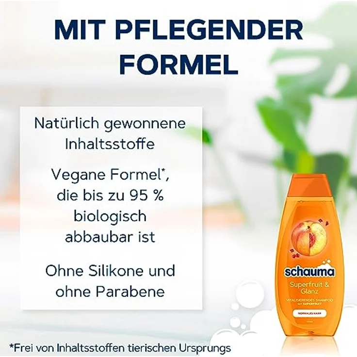 Schauma Vitalisierendes Shampoo mit Superfruit und Glanz, 400ml, vegan und silikonfrei für normales Haar – Bild 3