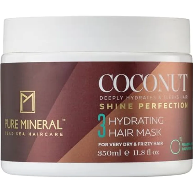 M PURE MINERAL DEAD SEA COSMETICS Pure Mineral Haarmaske mit Kokosöl, intensive Behandlung für trockenes Haar, 350ml, ohne Sulfate, Parabene, Petrolate