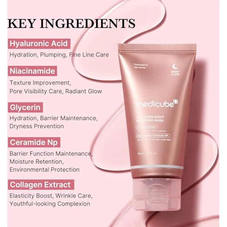 Medicube Collagen Night Wrapping Cream, Gesichtsmaske für Elastizität und Hydratation, über Nacht Pflege mit Kollagen-Wrapping-Film, 75 ml – Bild 4