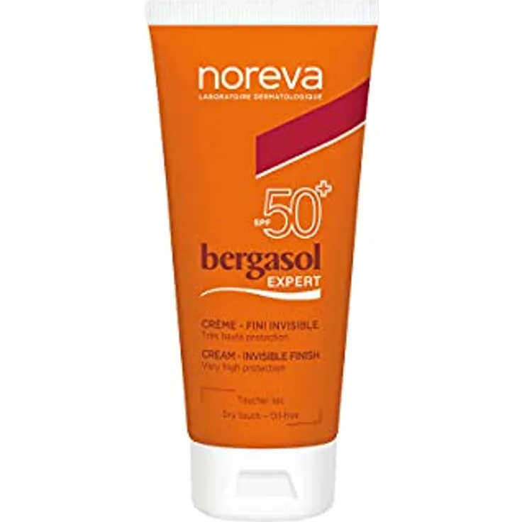 Noreva Bergasol Expert Invisible Finish Creme LSF 50+, 50 ml, umfassender UV-Schutz gegen Hautalterung