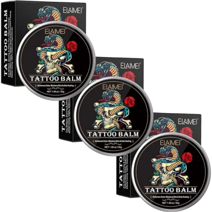 P-Beauty 3x Tattoopflege Balsam mit Aloe Vera, 30g - Intensive Feuchtigkeit, schnelle Heilung und Tattooschutzcreme für frische Tattoos