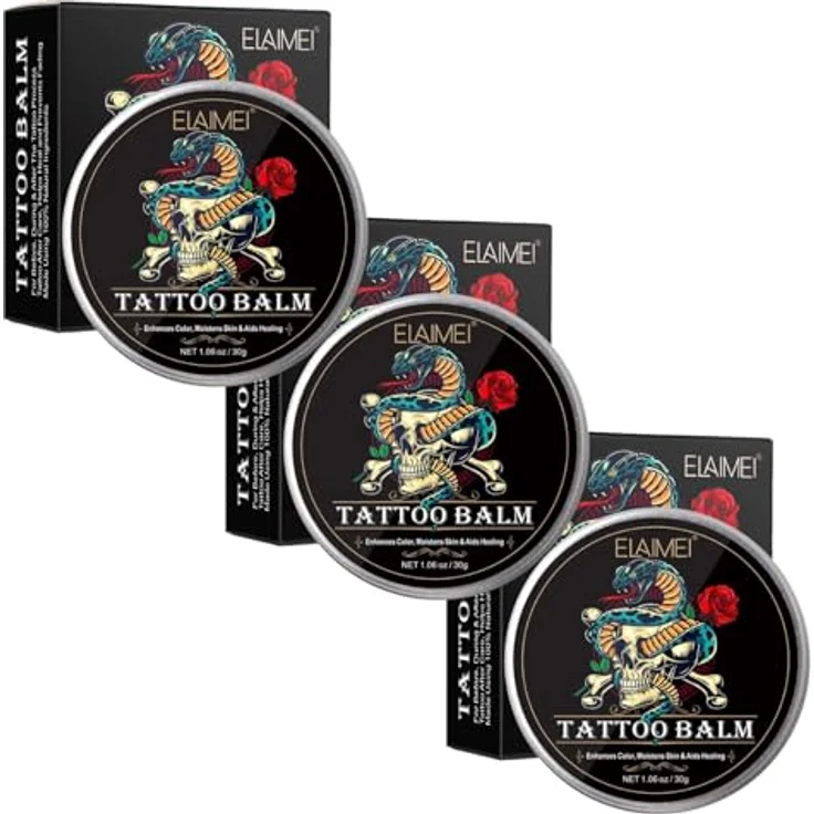 P-Beauty 3x Tattoopflege Balsam mit Aloe Vera, 30g - Intensive Feuchtigkeit, schnelle Heilung und Tattooschutzcreme für frische Tattoos – Bild 1