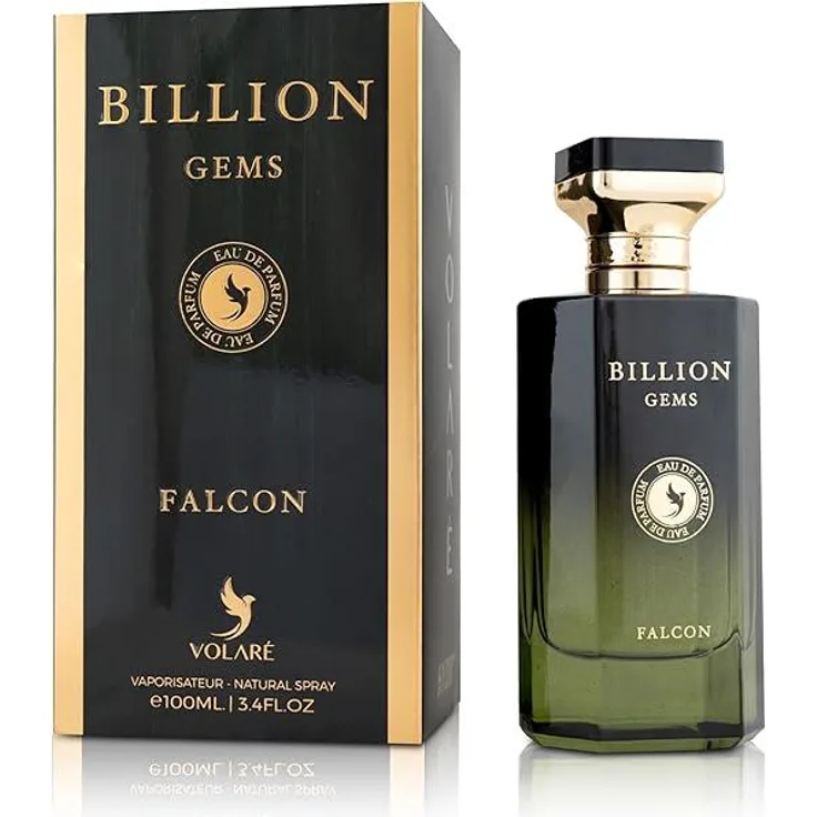 Volare Billion Gems Falcon Woody Black Musk, Eau de Parfum 100 ml Herren, orientalisch würziger Oud Duft mit Safran & Moschus, langanhaltendes Luxus Parfum