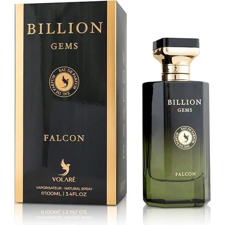 Volare Billion Gems Falcon Woody Black Musk, Eau de Parfum 100 ml Herren, orientalisch würziger Oud Duft mit Safran & Moschus, langanhaltendes Luxus Parfum