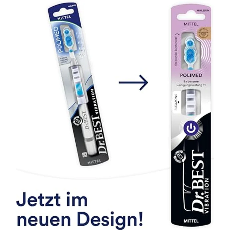Dr. Best Optimierte Vibration Zahnbürste, Mittelhärte mit 20.000 Vibrationen pro Minute, blau – Bild 2