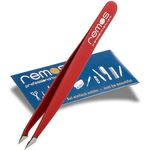 remos professional body care REMOS Kombipinzette 2in1 für Splitter & Haare, rostfreier Edelstahl, 9.5 cm, rot