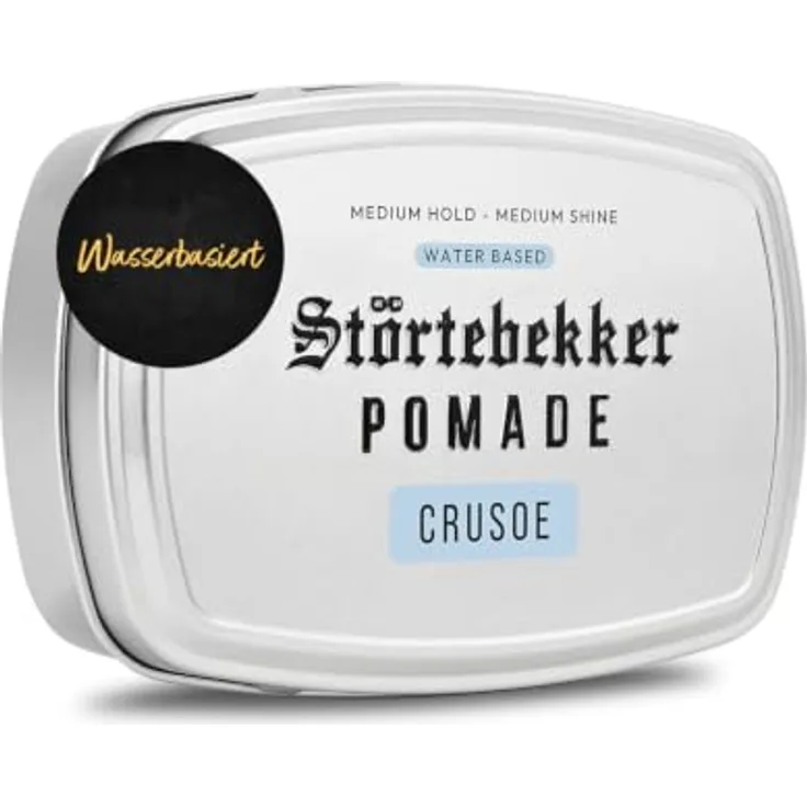Störtebekker® Premium Pomade Wasserbasiert Crusoe, Haarwachs für Herren mit mittlerem Halt und Glanz, 125ml, Made in Germany