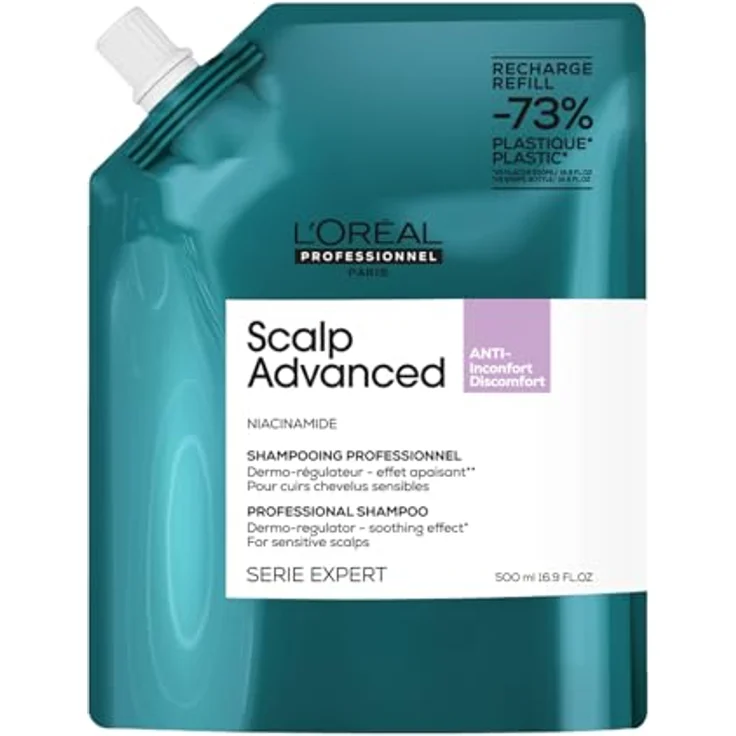 L'Oréal Professionnel Scalp Advanced, Anti-Discomfort Dermo-Regulator Shampoo zum Nachfüllen, 500ml - Beruhigt empfindliche Kopfhaut – Bild 1