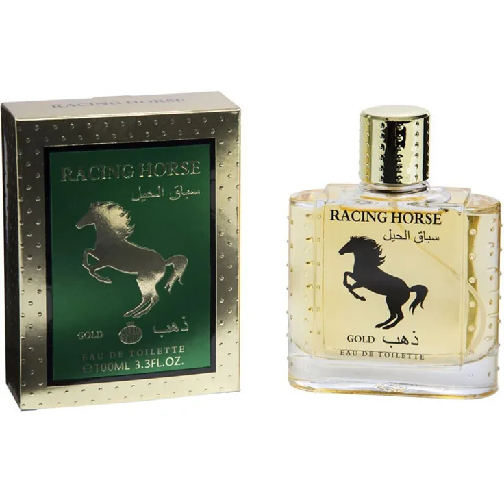 MAVURA RT Eau de Toilette RACING HORSE GOLD, Herrenduft in 100ml mit süß-orientalischer Duftnote – Duftzwilling / Dupe