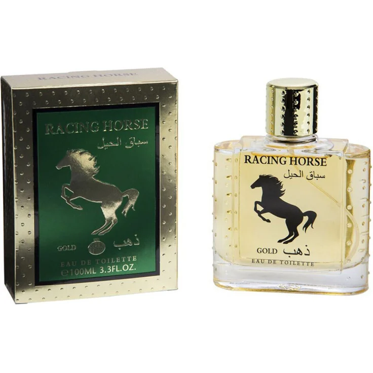 MAVURA RT Eau de Toilette RACING HORSE GOLD, Herrenduft in 100ml mit süß-orientalischer Duftnote – Duftzwilling / Dupe