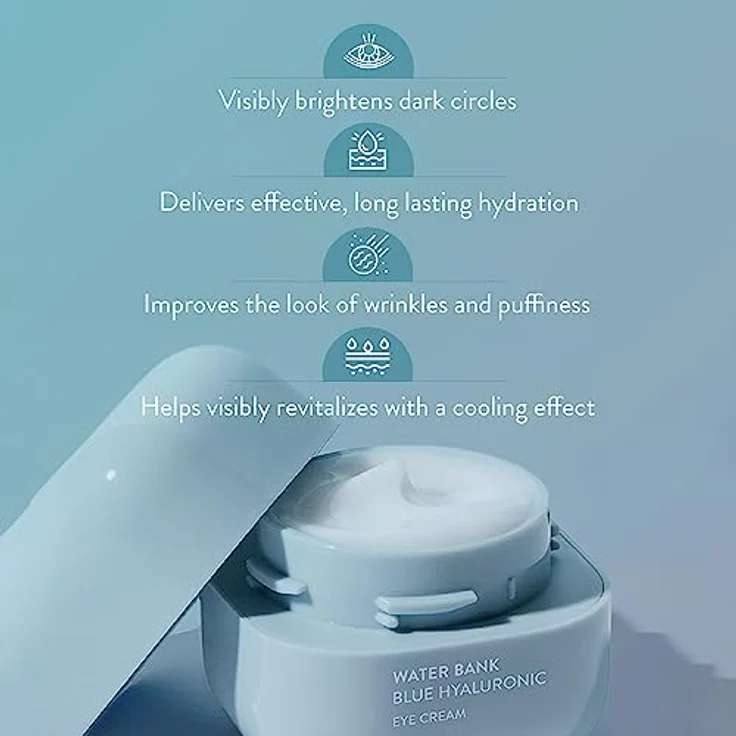 Laneige Water Bank Blue Hyaluronic Eye Cream, Augencreme mit intensiver Feuchtigkeit gegen dunkle Ringe und Schwellungen – 0,8 oz – Bild 5