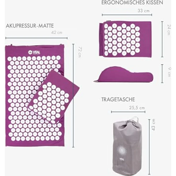 bodhi Akupressurmatte VITAL & Kissen Set aubergine, mit 6.930 Akupressur-Spitzen – Bild 4
