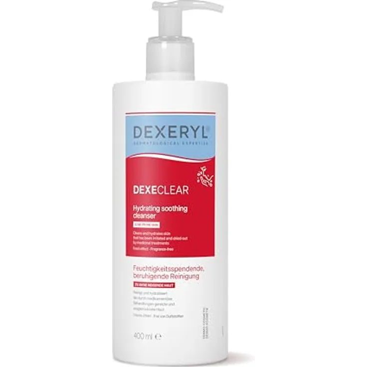 DEXERYL DEXECLEAR, feuchtigkeitsspendende Reinigung für zu Akne neigende Haut, 5% Glycerin + 0,1% Dextransulfat, seifenfrei, 400 ml