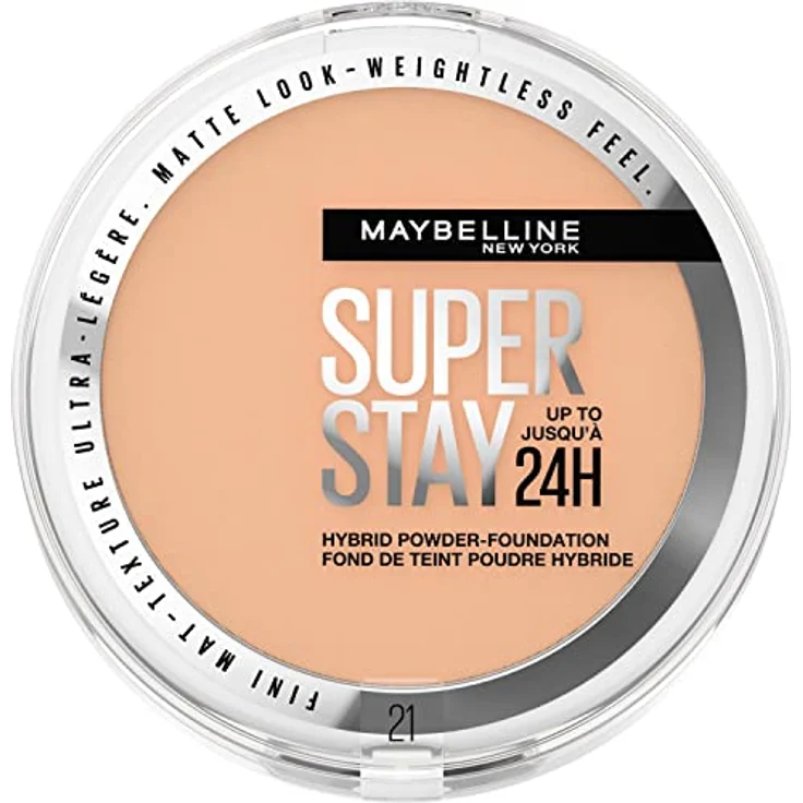 Maybelline Super Stay 24H Hybrid Powder-Foundation, Puder mit Airbrush Effekt, ölfrei, Nr. 21, 9 g – Bild 1