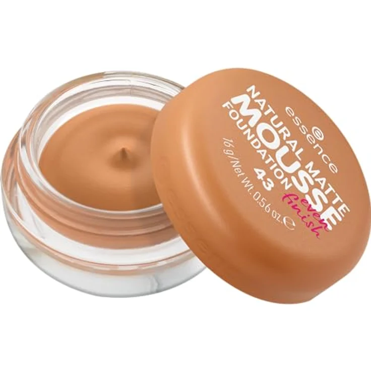 essence NATURAL MATTE MOUSSE FOUNDATION, Nr. 43, Nude, mattierend, abdeckend, Expressergebnis, matt, vegan, ohne Parfüm, ohne Alkohol, ohne Konservierungsstoffe, 1er Pack (16g) – Bild 2
