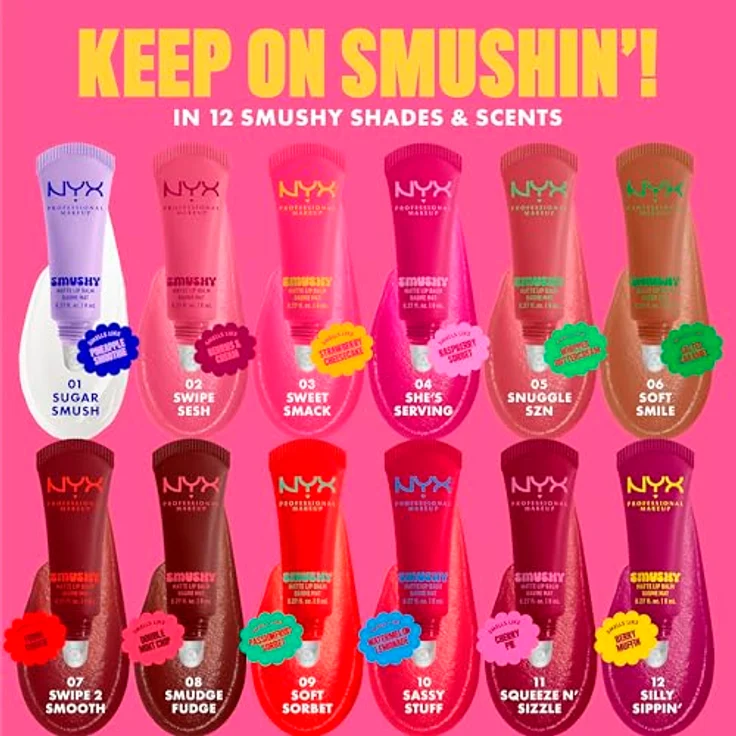NYX Professional Makeup Smushy Matte Lip Balm Lippenbalsam, mattierende Pflege in Soft Sorbet, 8 ml – Bild 9