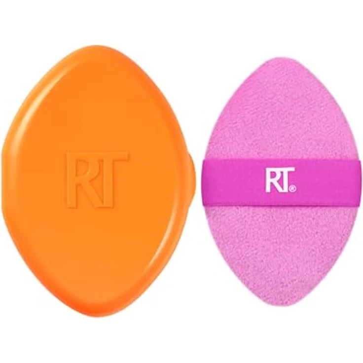 Real Techniques Miracle 2-in-1 Puderquaste+Reiseetui, doppelseitiger Puff zum Mischen von Make-up, Gummiband, Präzisions-Make-up-Schwamm und Puderquaste, für Flüssigkeiten,2 Stück – Bild 3