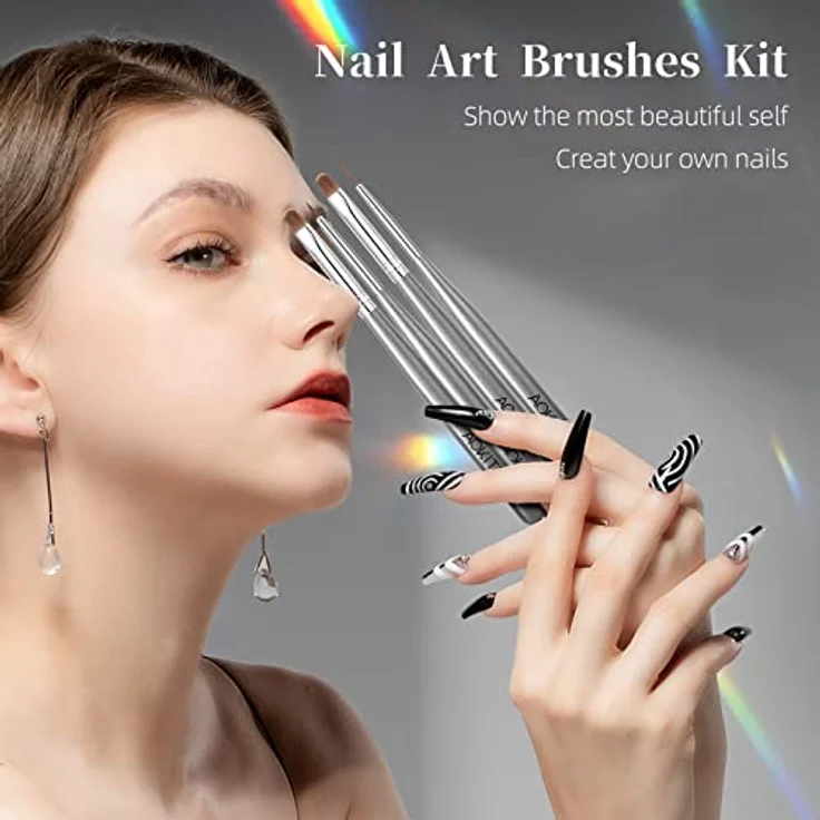 Aokitec 8 Stück Nagelpinsel Set für Gelnägel, multifunktionale Pinsel für Nailart und Nageldesign mit Doppelspitzen und langlebigen Fasern – Bild 2