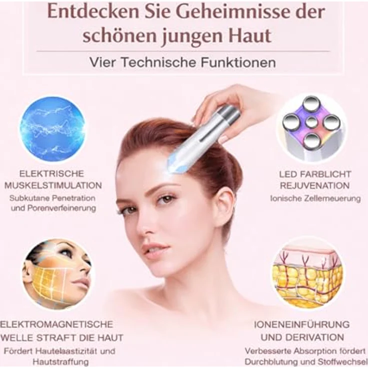 COOL-i ® Gesichtsmassagegerät RF-EMS-LED, multifunktionales Beautygerät für Gesichts- & Halsmassage, kabellos & wiederaufladbar – Bild 10