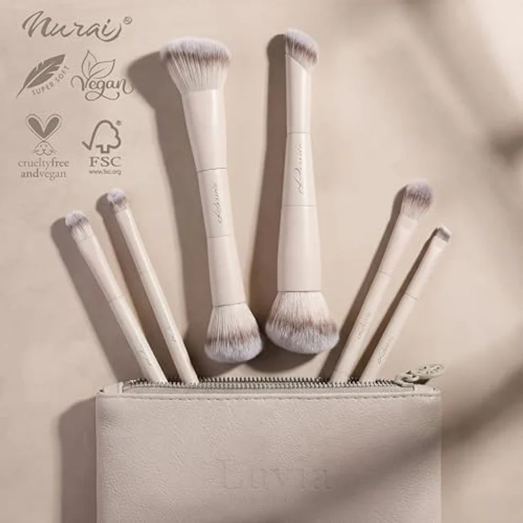 Luvia Cosmetics Gesichtspinsel Duo Voyage - Nude Aura Concealer-Pinsel Set mit Buffer und Duo Glam Pouch für Damen – Bild 5