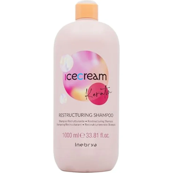 Inebrya Ice Cream Keratin Restructuring Shampoo - Shampoo Ristrutturante 1000ml, Haarpflege für professionelle Ergebnisse – Bild 1