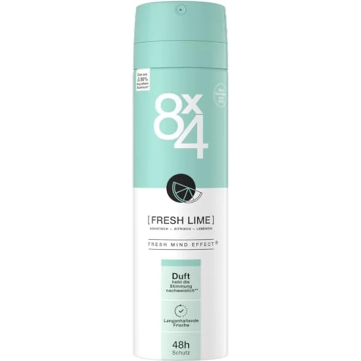 8X4 Fresh Lime Deospray, Aluminiumfreies Deodorant mit Zitrusnoten, 48h Schutz, 150 ml – Bild 5