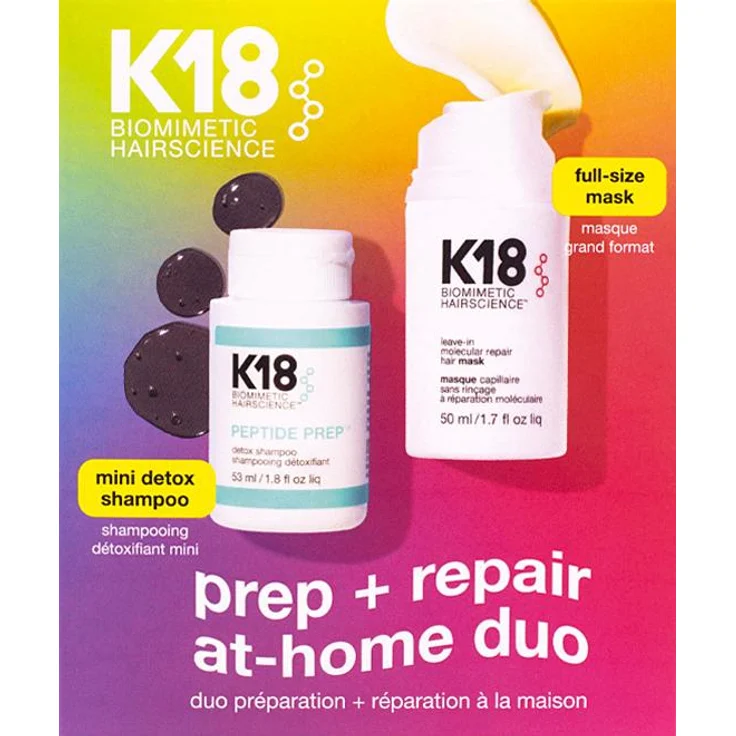 K18 Prep + Repair Duo, Starter-Kit mit Pre Shampoo 50ml und Hair Mask 50ml zur Haarreparatur