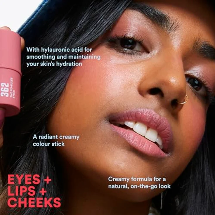 3INA The No Rules Stick Mini Blush, cremiger Multitasking-Stift für Augen, Lippen und Wangen, 3,5 g, Farbe PINK – Bild 4
