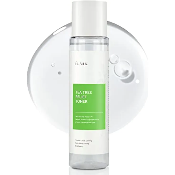 iUNIK Tea Tree Relief, veganes Gesichtswasser, 200 ml – Feuchtigkeitscreme bei Akne, gereizter Haut, Teebaum 67%, Centella Asiatica 19,5%