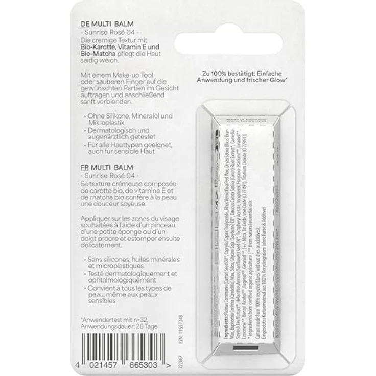lavera Multi Balm Blister Sunrise Rosé 04, veganer Multi Use Stick für Augen, Lippen & Wangen mit frischem Glow und mühelos verblendbarer Textur – Bild 5