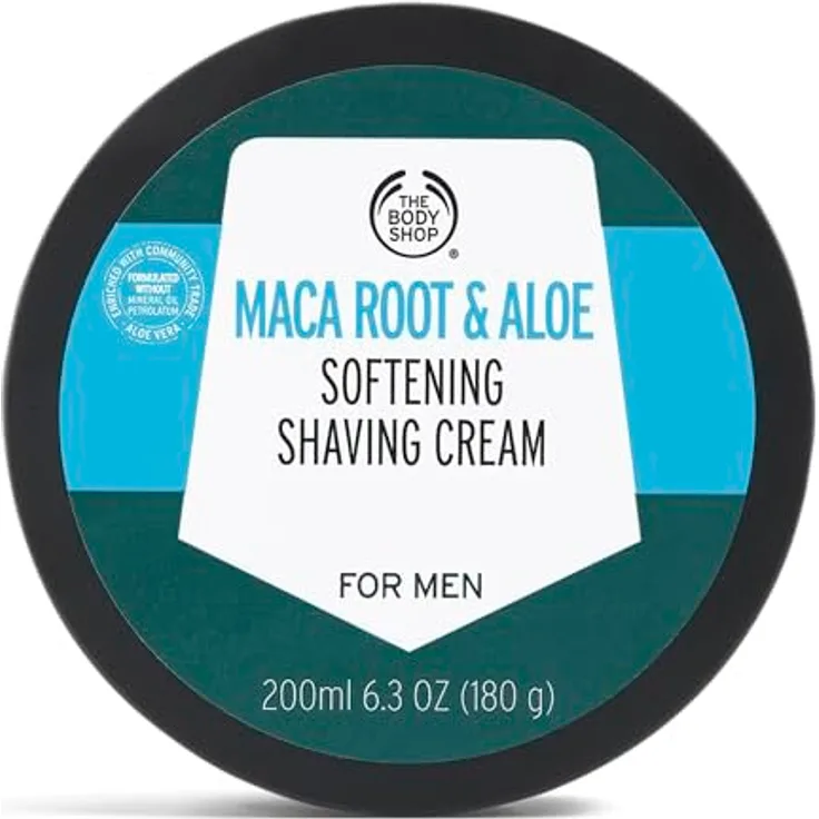 The Body Shop Maca Root & Aloe Softening Shaving Cream, 200 ml Rasiercreme für empfindliche Haut