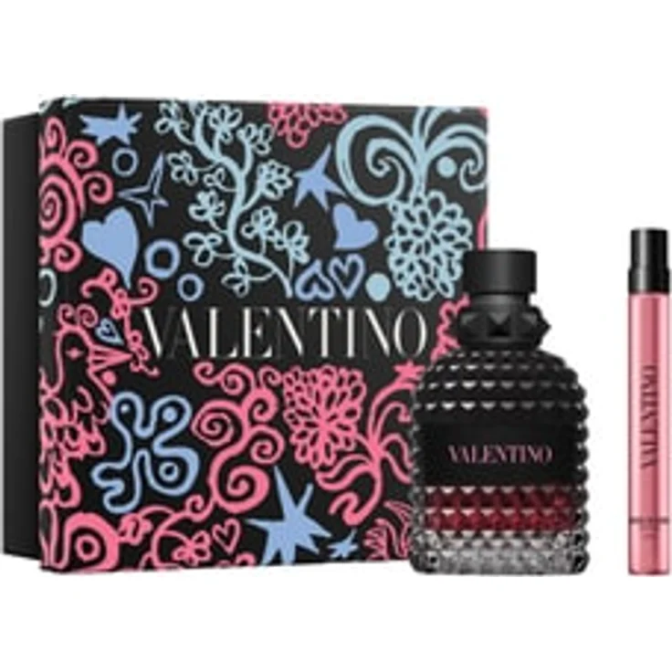 Valentino Born In Roma Uomo Intense, Herren-Duftset mit 50 ml Eau de Parfum und 10 ml Reisegröße, blumige Amberkomposition