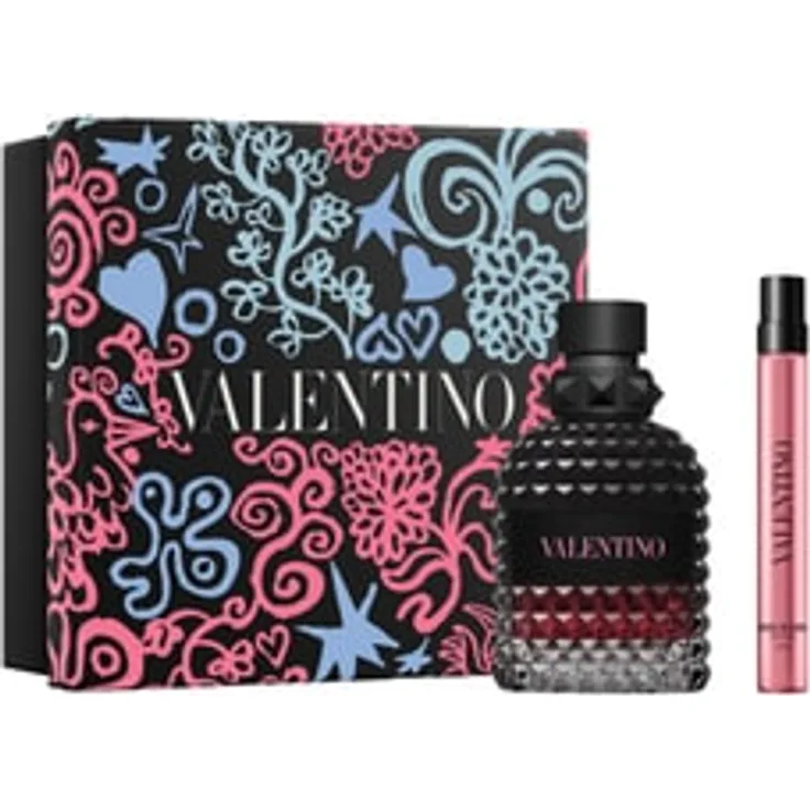 Valentino Born In Roma Uomo Intense, Herren-Duftset mit 50 ml Eau de Parfum und 10 ml Reisegröße, blumige Amberkomposition