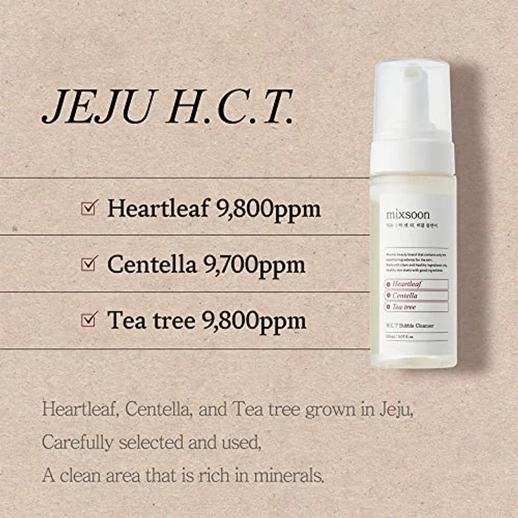 mixsoon H.C.T. Bubble Cleanser, Selbstschäumender Gesichtsreiniger mit Heartleaf, Centella & Teebaum, AHA/BHA Reinigung für empfindliche & zu Akne neigende Haut, 150 ml – Bild 4
